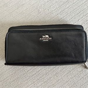 Coach Leather Accordion Zip Around Wallet